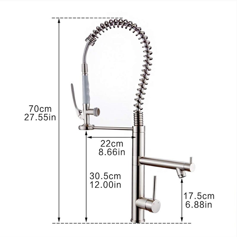 AIMADI Commercial Kitchen Faucet with Pull Down Sprayer,AIMADI Modern Single Handle High Arch Pre-Rinse Spring Kitchen Sink Faucet,Brushed Nickel - Image 5